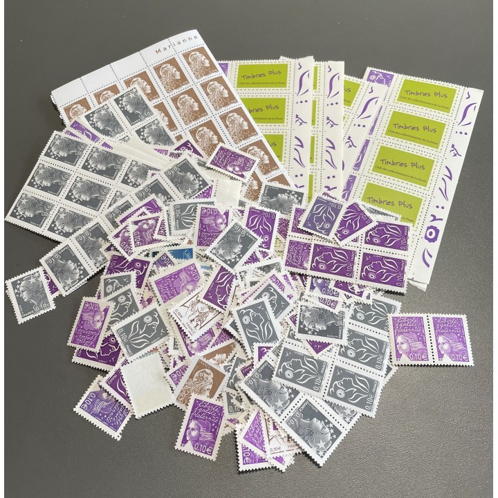 Lot de faciale de 494 timbres de 0,10€ (49,40€)