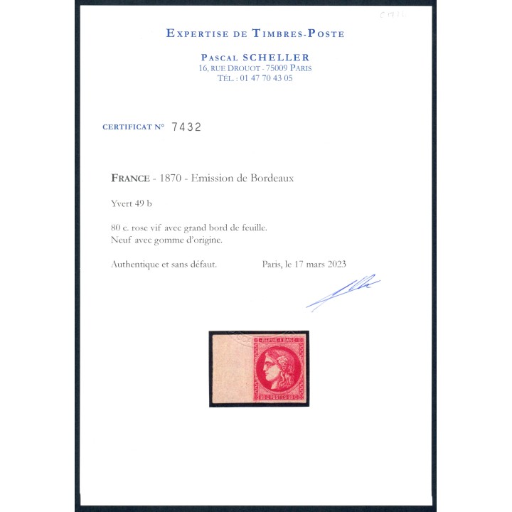Lot C1774 - N°49b Classiques  Neuf * Qualité TTB
