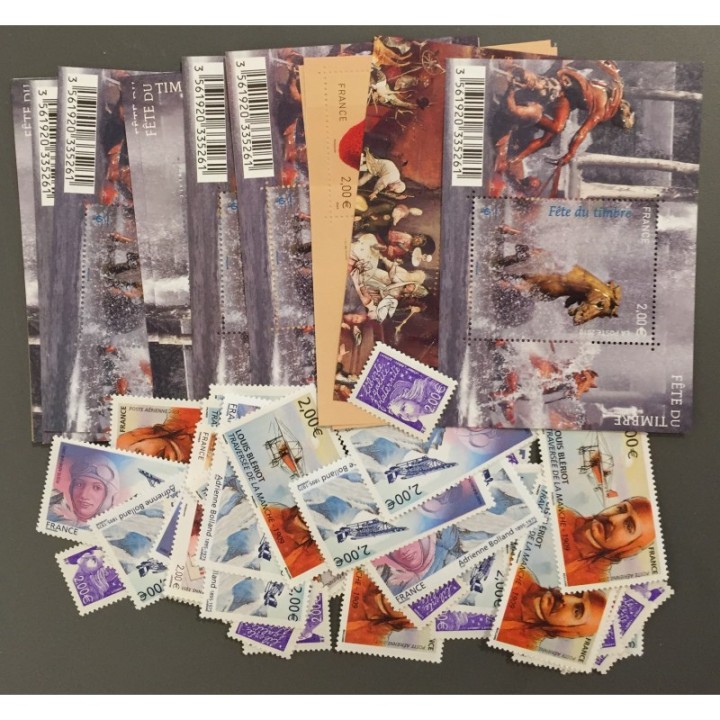Lot de faciale 50 timbres de 2€ (100€) pour affranchissement