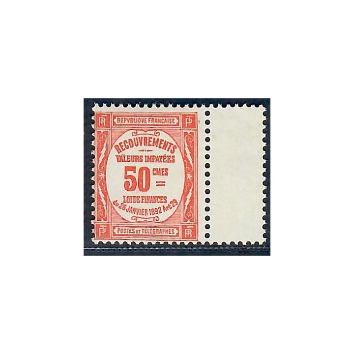 Lot A5922 - Taxe - N°47 Neuf ** Luxe