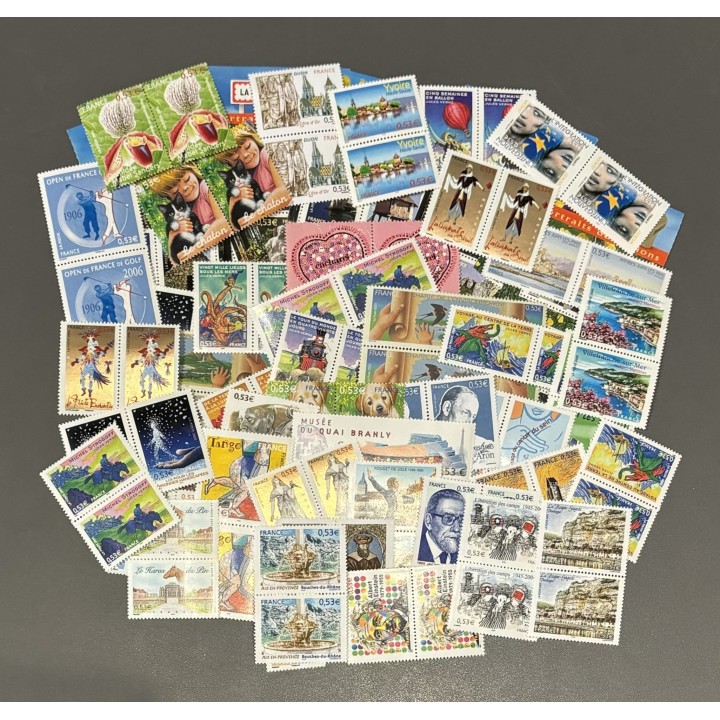 Lot de faciale 100 timbres à  1,06€ (2 x0.53€) (106€)