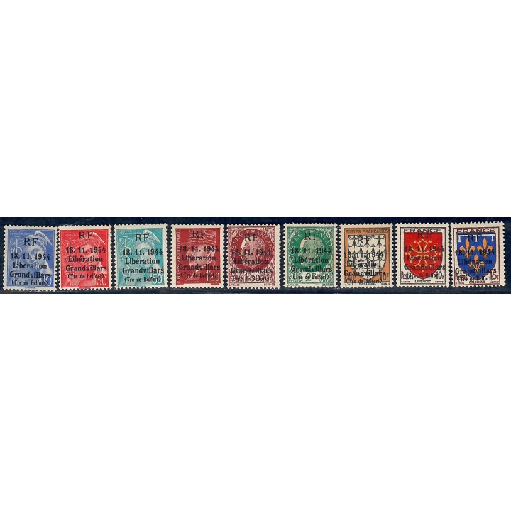 Lot A7156 - Libération Grandvillars - N°1,2,4,9,10,11,17C,21C et 22C **
